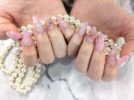 【スカルプ】デカホロピンク×白