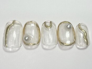 ネイルメゾン 渋谷店(NAIL MAISON)/ゴールドぷっくりパール¥4500