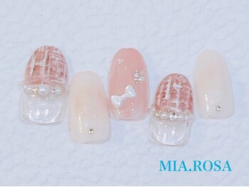 ミアローザ(Mia Rosa)/定額Ｓ★ピンクツイードネイル☆
