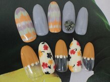 ネイルサロンセレーネ(Selene)/ピーコック　フラワーネイル