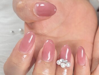 トラストネイル 佐野店(TRUST Nail)/ワンカラーにビジュー