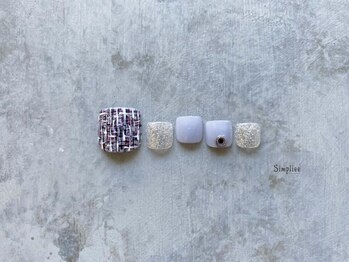 シンプリー ネイルアンドアイラッシュ 祖師谷大蔵店(Simpliee Nail&Eyelash)/【ＦＯＯＴ】ツィードネイル