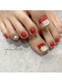 ガラスフレンチフットネイル☆