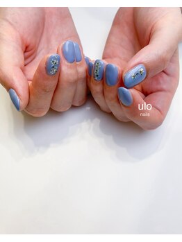 ウロネイルズ(ulo nails)/オリジナルブルー押し花