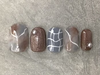 カラネイル 南森町店(calla nail)/うねうねチェック blue