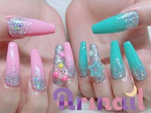 アルスネイル(Ars nail)/爽やかキラキラアシメネイル♪