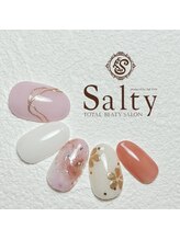 ネイルアンドアイラッシュサロン ソルティ 寺田町(salty)/ミラーフラワーネイル