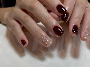 秋カラードットネイル