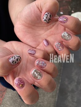 ネイルサロンヘヴン 国分店(Nail SaLoN Heaven)/ラメヒョウ柄ネイル