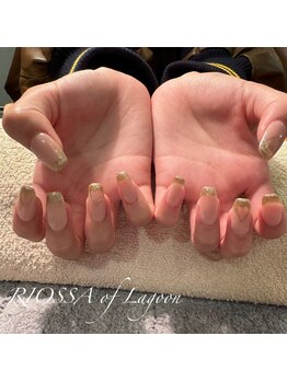 リオッサ オブ ラグーン(RIOSSA of Lagoon)/ガラスフレンチネイル×ハート