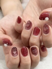 秋冬 人気ボルドーカラーネイル