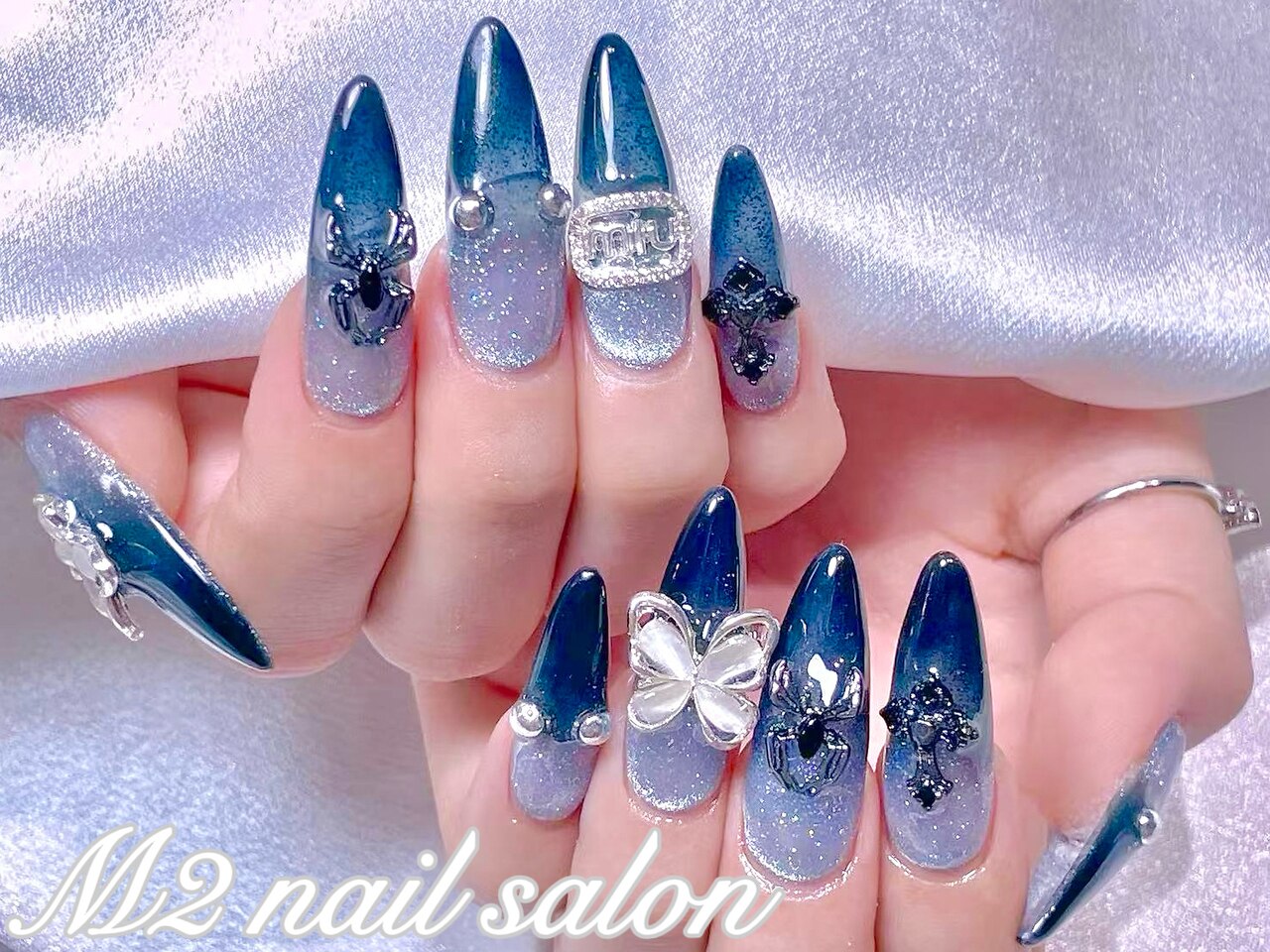 ネイルチップ オーダー ワンホン 韓国 マグネット フレンチガーリー 3d