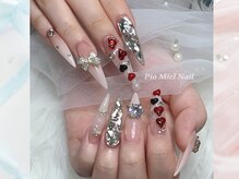 ピオミエルネイル 新宿(pio miel nail)/ヌーディーピンク×ハートネイル