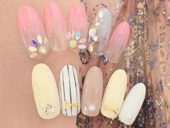 ネイルサロンセレーネ(Selene)/ホログラムフラワーストライプ