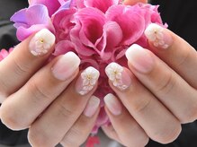 ネイルサロンミキ 横浜(MIKI)/3Dピンククリア上品人気和花柄