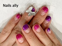 ネイルズアリー 立川店(Nails ally)/グリッター×バタフライ×ラメ