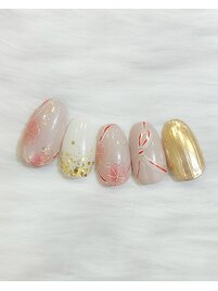 菊の花と水引の和柄ネイル