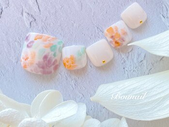 ボネール(nail ＆ eyelash Bounail)/フラワー　花　フット　パステル