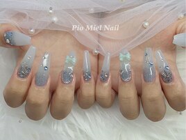 ミルキーブルー×リボンネイル