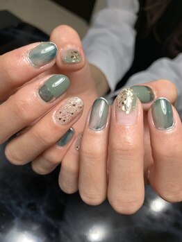 レディグリッター(Lady glitter)/カーキニュアンス×ゴールドラメ