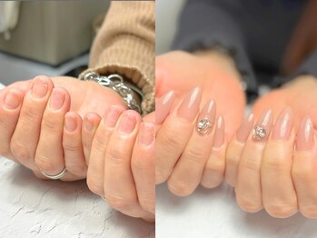 ナチュリア(Natulea)の写真/深爪を自然にカバー！特殊チップで自爪風の長さ出し◎フィルイン対応で育成もOK♪