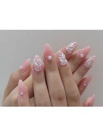 [夏ネイル]手描き３D花パール