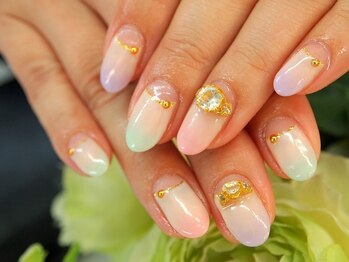 春ネイル３色グラデーション♪