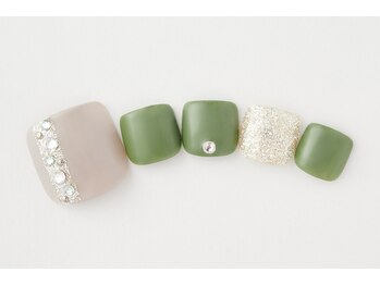 アトリエプラスエヌ(Atelier+N)/【フットネイル】グレーカーキ