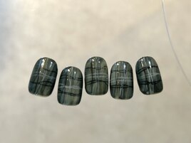 色鉛筆チェックニュアンスネイル