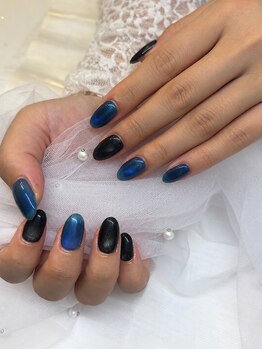 エイチサロン(H salon)/ブルーブラックマグネットネイル