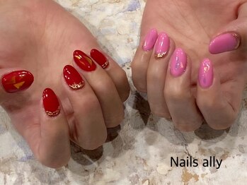 ネイルズアリー 立川店(Nails ally)/オーロラ×フィルム×ジュエリー