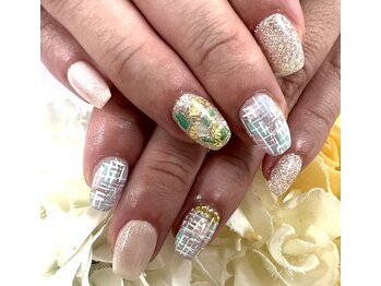 ダブルネイル(Double Nail)/(堀川)キラキラツイードネイル