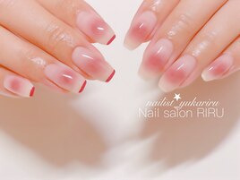 ラインフレンチ×チークネイル