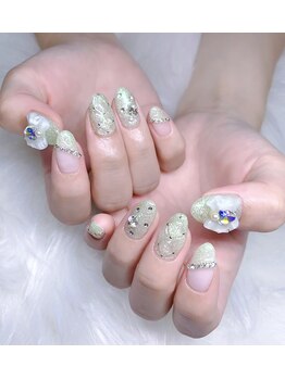 ハミ 新大久保(H'ami)/キルティングネイル、お花リボン