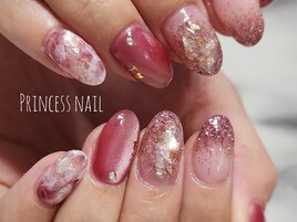 ピンクニュアンスネイル天然石