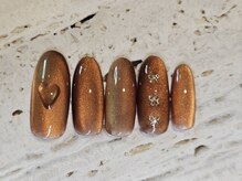 プロモート 岡山城下店(Promote)/ブラウンマグバレンタインネイル