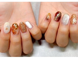 ブラウン/ニュアンスネイル/秋冬