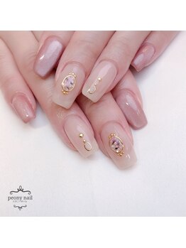 ピオニーネイル(peony nail)/くすみカラー　押し花