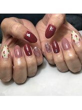 ニコ(nico+)/手書きフラワーの春ネイル♪