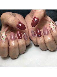 手書きフラワーの春ネイル♪