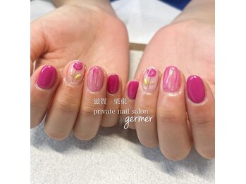 ジェルメ(germer)/ピンクのバラネイル！