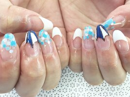 梅雨水色ドット×傘ネイル￥8200