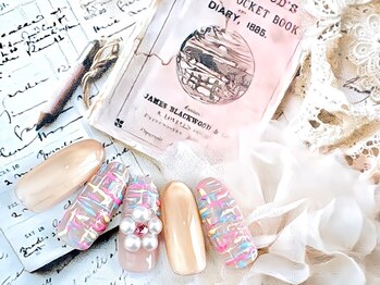 春色ツイードネイル