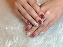 アンガット(angot.)/フラワーガラスフレンチネイル