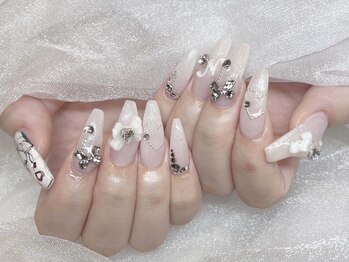 モカ 心斎橋(moca by Lee)/キラキラホワイトネイル