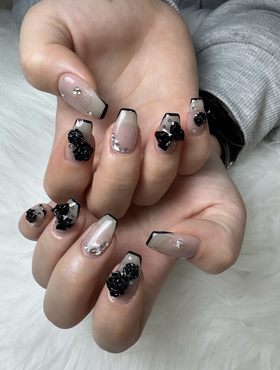 ネイルチップ 量産型 ツイード推しネイル ネイビー #95 ネイルチップ 量産型 ツイード推しネイル ネイビー #95 ネイルチップ