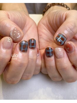 ウロネイルズ(ulo nails)/チェック柄とホロドットネイル