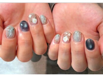 大理石・手書きお花・マグネット