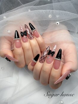 シュガーハウス 岐阜(Suger House)/ピンクチェックネイル