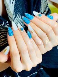 スカルプ＆ターコイズ柄